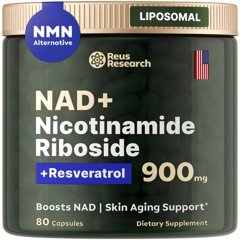 -Reus Research NR900 – NAD+ Nahrungsergänzungsmittel zur Unterstützung der Hautalterung, für mehr Energie und Konzentration – 80 Stück – Vitamin- und Wellness-Ergänzungsmittel