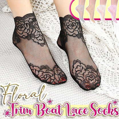 Bootssocken mit floralem Rand